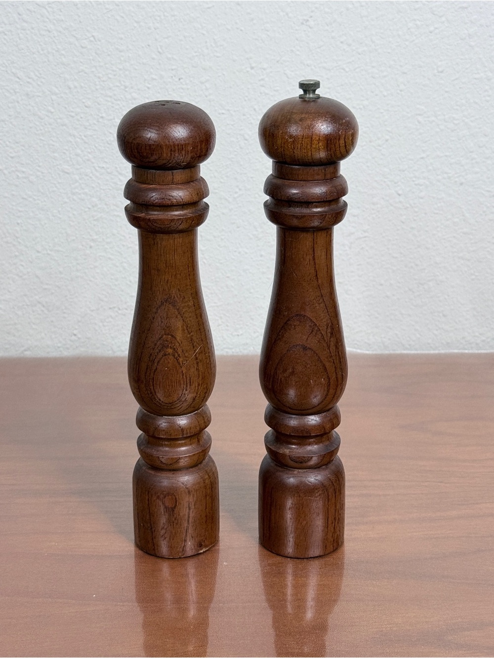 Vintage Wooden Salt and Pepper Mill Set 10.5”